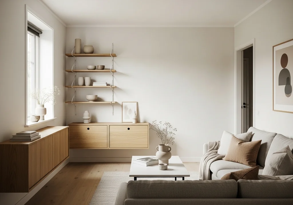 salon scandinave rangement